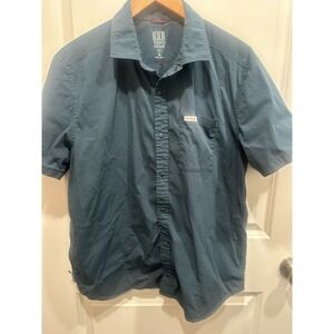 Topo Designs Shirt Mens Large Pond Blue Short Sleeve Hiking Shirt Snap Button